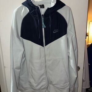 Nike Stone and Navy Zip-Up Hoodie